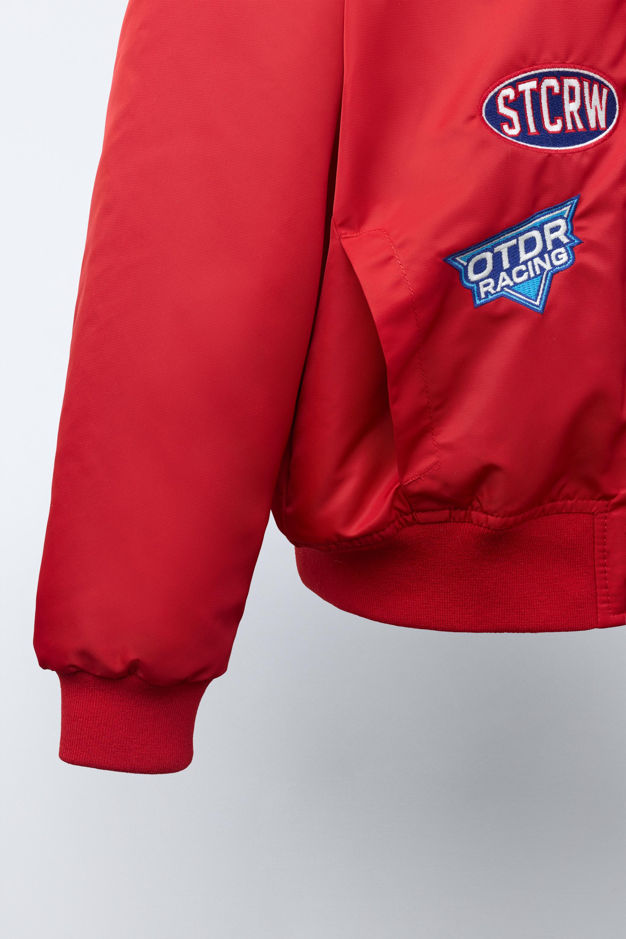 Patch Bomber Jacket with Detachable Hood